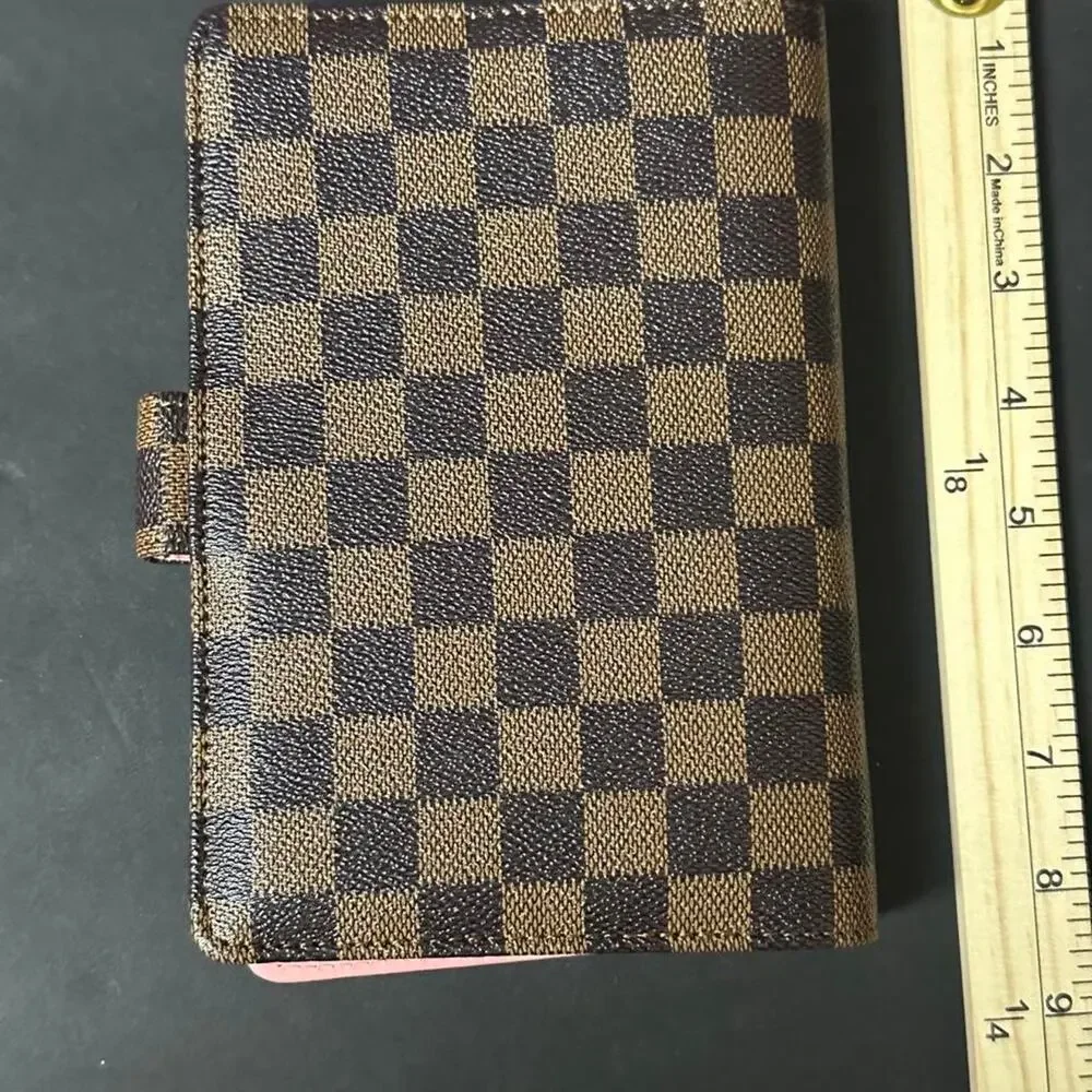 Brown and beige checkered monogram